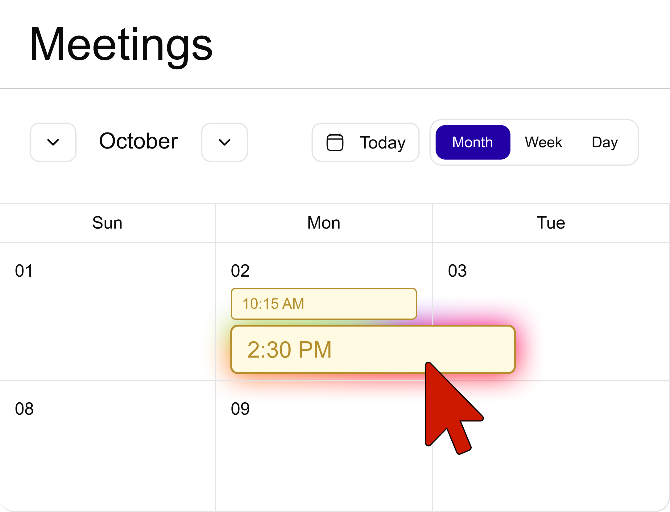 Meetings calendar screenshot